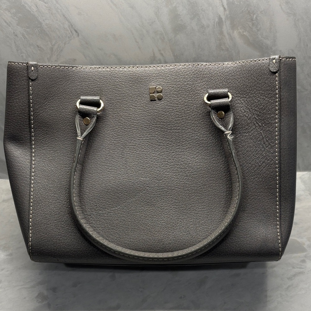 Elegant Grey Leather Tote Bag